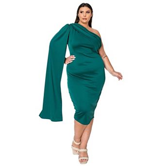 Plus Size Spade One Shoulder Cape Dress