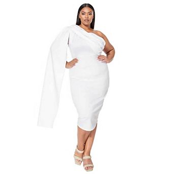Plus Size Spade One Shoulder Cape Dress