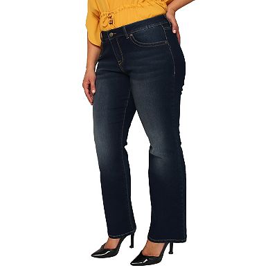 Miss Halladay Plus Size Women's Midrise Skinny Flare Jeans