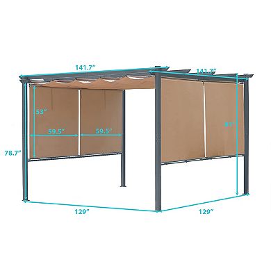Aoodor 12 x 12 FT Outdoor Pergola ,Grape Trellis Pergola for Patio Backyard and Deck - Brown