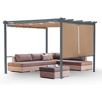 Aoodor 12 x 12 FT Outdoor Pergola ,Grape Trellis Pergola for Patio Backyard and Deck - Brown