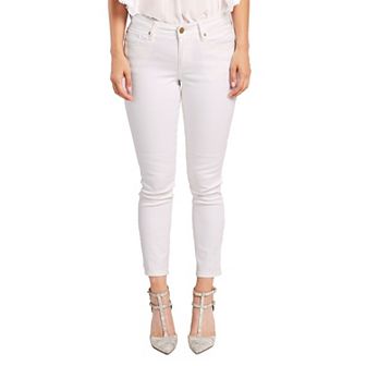 Miss Halladay Women Stretch Color Denim Skinny Ankle Jean Curved Inseam Zip Bottom