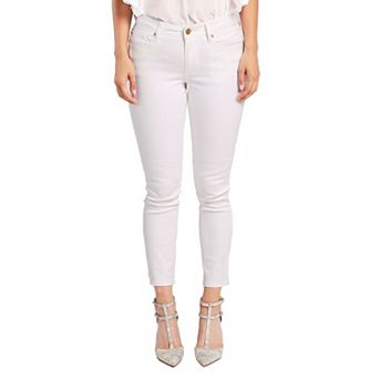 Miss Halladay Women Stretch Color Denim Skinny Ankle Jean Curved Inseam Zip Bottom