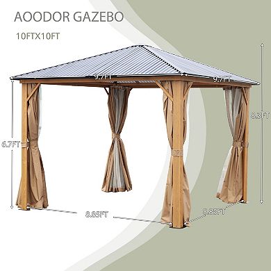 Aoodor 10 x 10 ft. Wooden Finish Coated Aluminum Frame Gazebo