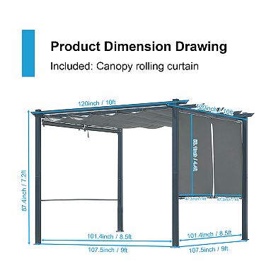 Aoodor 10 x 10 FT Outdoor Pergola , Grape Trellis Pergola for Patio Backyard and Deck - Brown