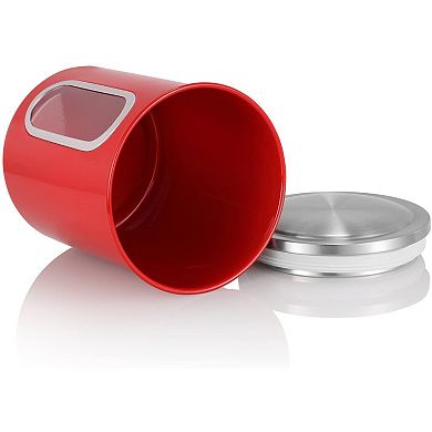 3 Piece Stainless Steel Canister Set in Red Finish