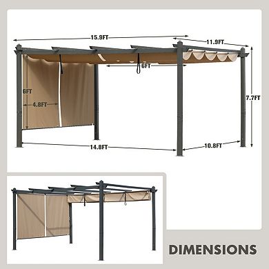 Aoodor 16 x 12 FT Outdoor Pergola , Grape Trellis Pergola for Patio Backyard and Deck -  Gray