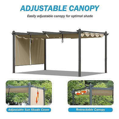 Aoodor 16 x 12 FT Outdoor Pergola , Grape Trellis Pergola for Patio Backyard and Deck - Gray