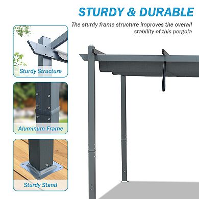 Aoodor 16 x 12 FT Outdoor Pergola , Grape Trellis Pergola for Patio Backyard and Deck - Gray