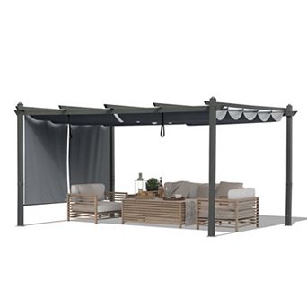Aoodor 16 x 12 FT Outdoor Pergola , Grape Trellis Pergola for Patio Backyard and Deck - Gray