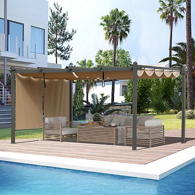 Aoodor 14 Ft. W x 12 Ft. D Aluminum Pergola with Canopy