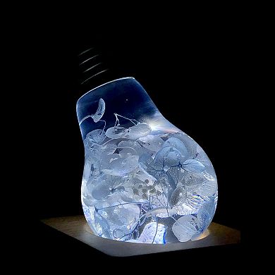 Handmade Resin Blue Hydrangea Light Bulb