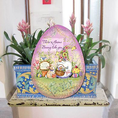 Bunny Garden Gnome Door Decor by Susan Winget - Easter Spring Decor