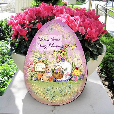 Bunny Garden Gnome Door Decor by Susan Winget - Easter Spring Decor