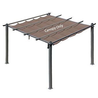 Aoodor Replacement Pergola Canopy - Retractable Shade in Dark Brown Fabric for 10 x 10 ft Pergola