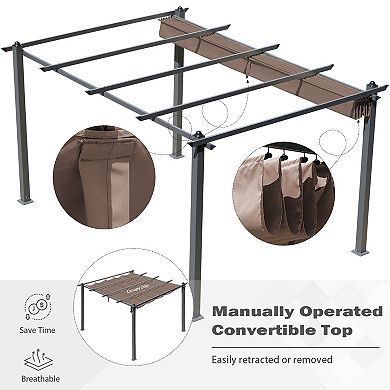 Aoodor Replacement Pergola Canopy - Retractable Shade in Dark Brown Fabric for 10 x 10 ft Pergola