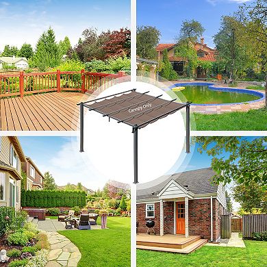 Aoodor Replacement Pergola Canopy - Retractable Shade in Dark Brown Fabric for 10 x 10 ft Pergola
