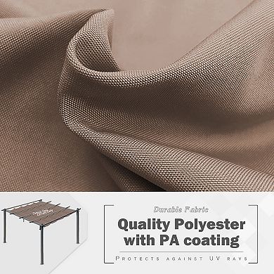 Aoodor Replacement Pergola Canopy - Retractable Shade in Dark Brown Fabric for 10 x 10 ft Pergola