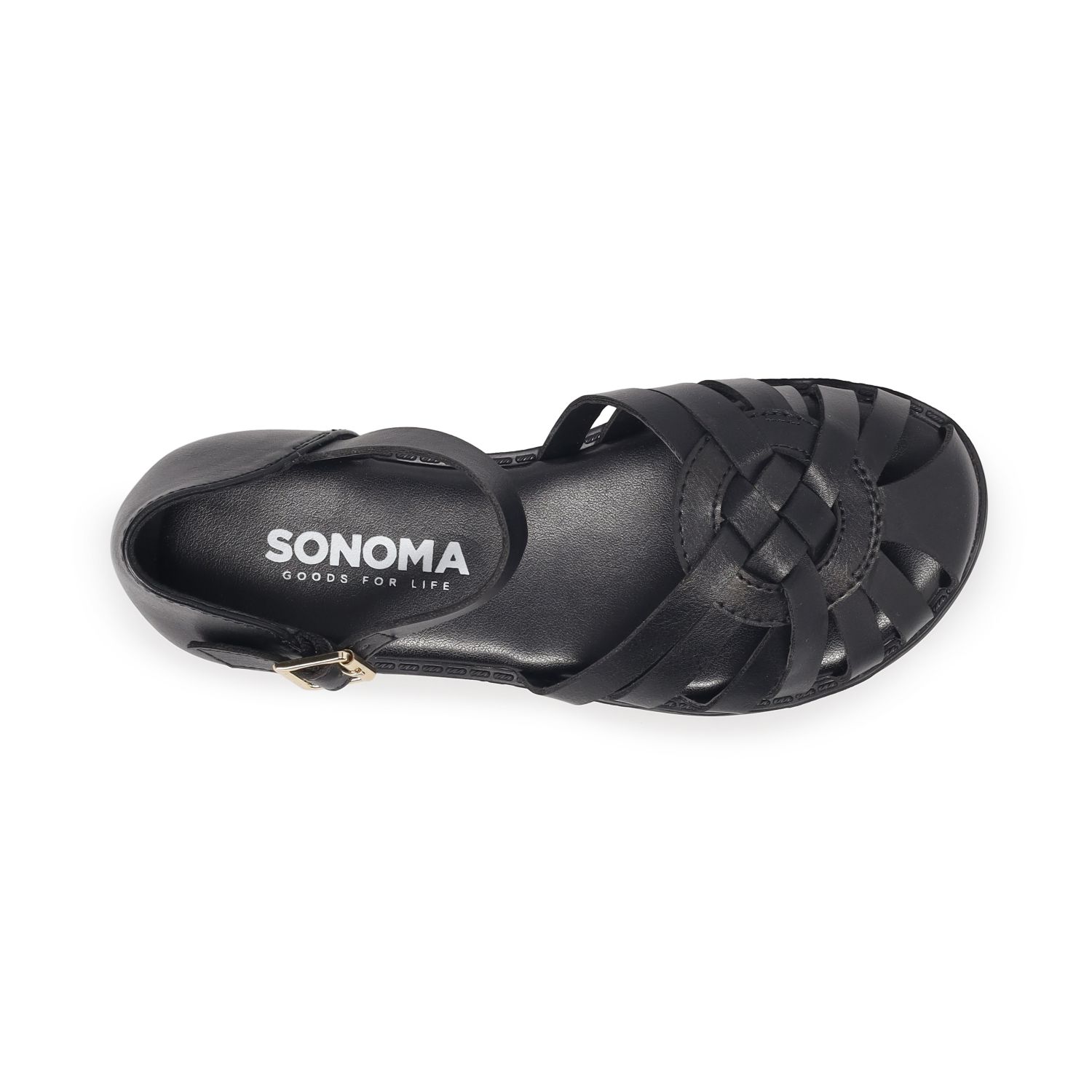 Sandales Sonoma Life + Style « Yossa » Noir - Taille 7 US Femme, Talon Compensé - Neuf Avec Boîte