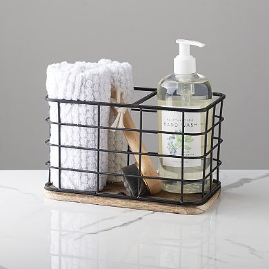 Milano 8-in. Rectangular Metal & Wood Storage Caddy