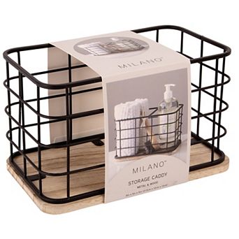 Milano 8 in Rectangular Metal & Wood Storage Caddy