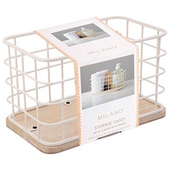 Milano 8 in Rectangular Metal & Wood Storage Caddy