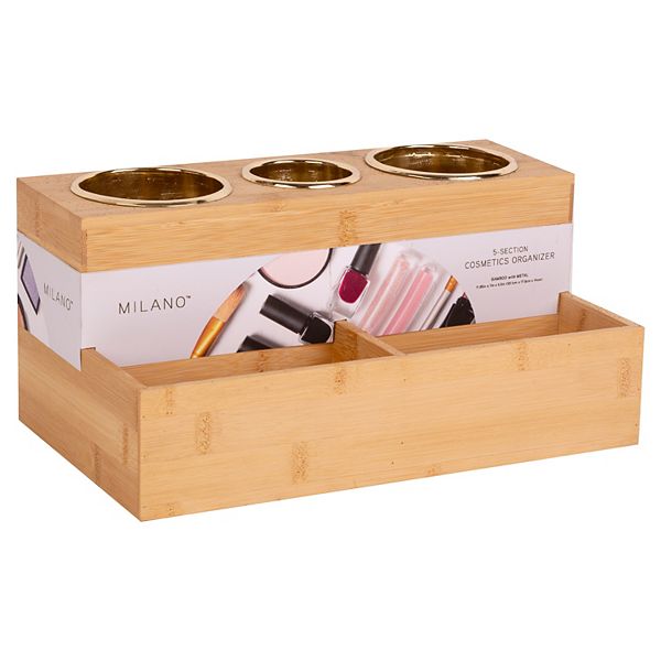 Milano Bamboo Makeup Organizer - Neutral