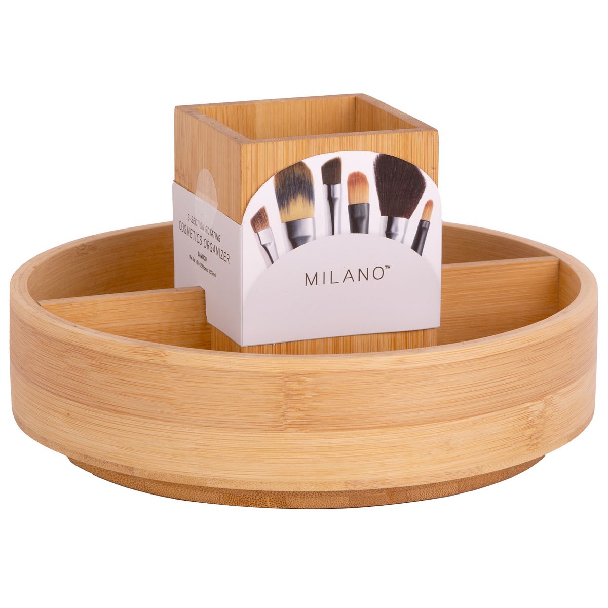 Milano Bamboo Rotating Makeup Organizer, Neutral