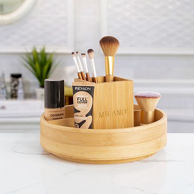 Milano Bamboo Rotating Makeup Organizer