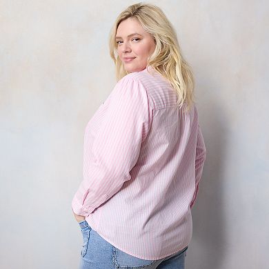 Plus Size LC Lauren Conrad Relaxed Button Down Collared Shirt