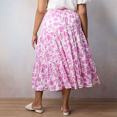 Plus Size LC Lauren Conrad Three Tiers Midi Skirt