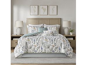 Madison Park Simone Floral 6 pc Comforter Set with Coordinating Throw Pillows