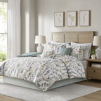 Madison Park Simone Floral 6 pc Comforter Set with Coordinating Throw Pillows