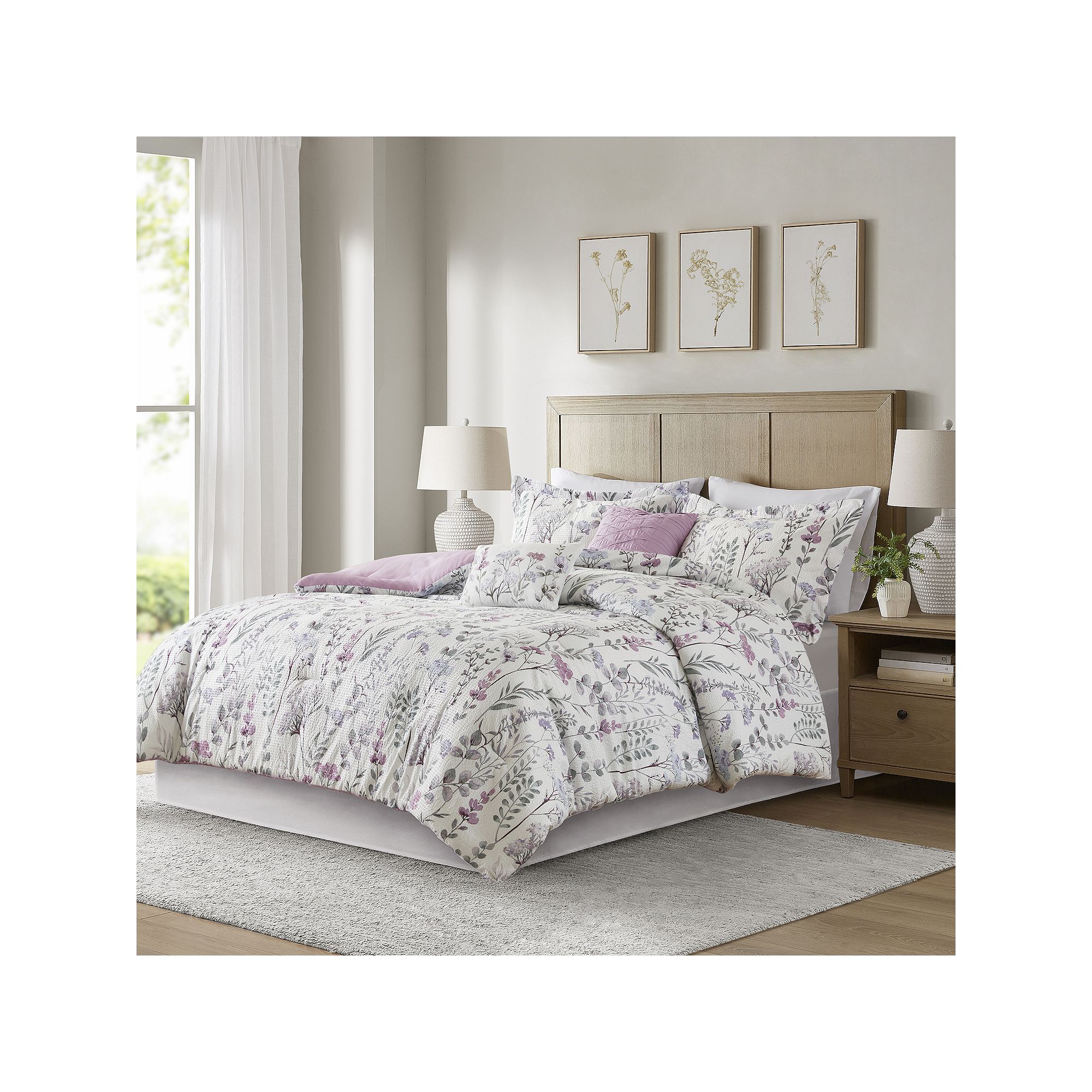 Madison Park Simone 6-piece Comforter Set with Coordinating Pillows, Purple