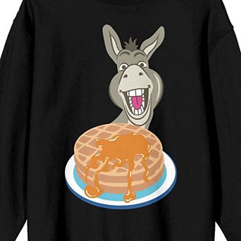 Men's Shrek Donkey With Pancakes Long Sleeve Graphic Tee