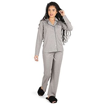 Women's Notch Collar Stretchy Cotton Blend Pajama Set
