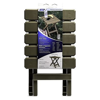Camco Adirondack Portable Outdoor Camping Plastic Folding Side Table, Taupe
