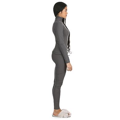 Women's Luxe Ribbed Long Sleeve Top and Pants Set