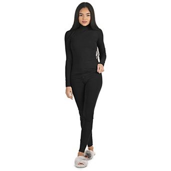Women's Luxe Ribbed Long Sleeve Top and Pants Set