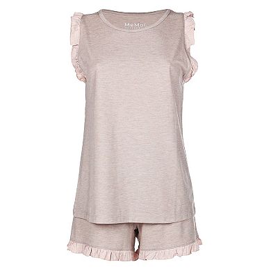 Women's Contrast Ruffle Trim Modal Top and Shorts Set