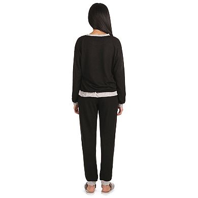Women's Hacci Matching Pullover Top and Jogger Pants Set