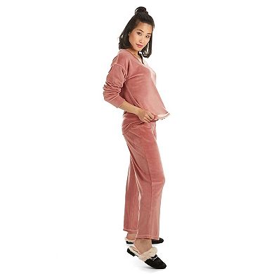2 Piece Women's Velour V-Neck Sweatshirt Lounge Set