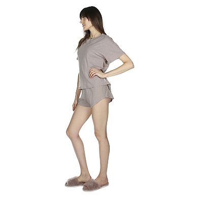 Women's Relaxed Fit 100% Cotton Slub Knit Short Set