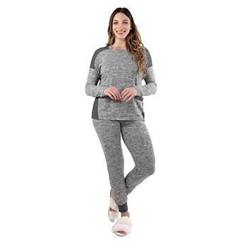 Women's Colorblock Heathered Sweater-Knit Pajama Set