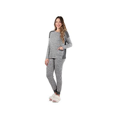 Women's Colorblock Heathered Sweater-Knit Pajama Set