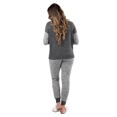 Women's Colorblock Heathered Sweater-Knit Pajama Set