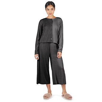 Women's Color Block Modal Button-Down Shirt and Capri Set