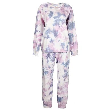 Women's Tie Dye French Terry Cotton Blend Jogger Pants Set