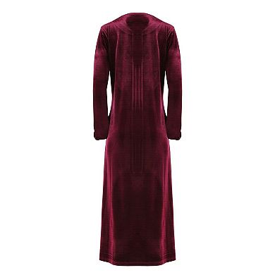 Women's Velour Zippered Front Full Length Lounger Gown