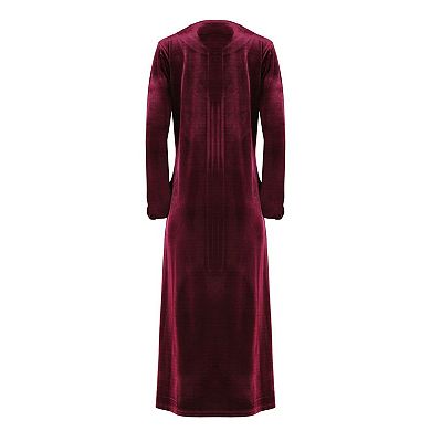 Women's Velour Zippered Front Full Length Lounger Gown